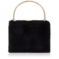 Picture of Xardi London Black Faux Fur Top Handle Clutch Bags 
