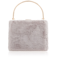 Picture of Xardi London Grey Faux Fur Top Handle Clutch Bags 