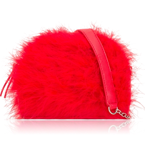 Picture of Xardi London Red Round Mini Bag Small Faux Fur Cross-Body Bag 