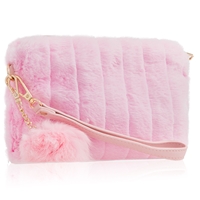 Picture of Xardi London Pink Wrist-let Bag Small Faux Fur Cross-Body Bag 