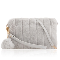 Picture of Xardi London Grey Wrist-let Bag Small Faux Fur Cross-Body Bag 