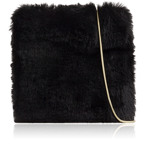 Picture of Xardi London Black Mini Bag  Small Faux Fur Cross-Body Bag 