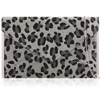 Picture of Xardi London Grey Leopard medium celebrity flat envelope handbag