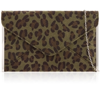 Picture of Xardi London Khaki Leopard medium celebrity flat envelope handbag
