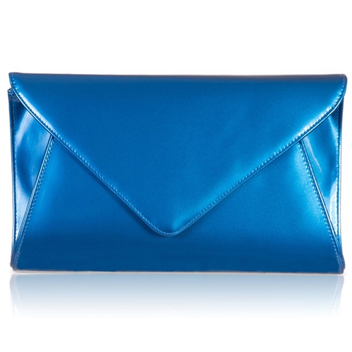 Picture of Xardi London Shimmer Blue Patent Envelope Women Clutch Bag