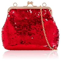 Picture of Xardi London Red Satin Mermaid Sequin Pouch