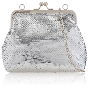 Picture of Xardi London Silver Satin Mermaid Sequin Pouch
