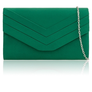 Picture of Xardi London D Green Envelope Shaped Faux Suede Small Clutch Bag 