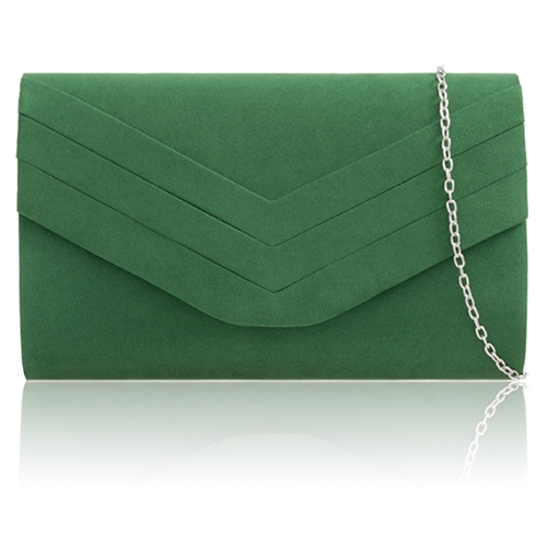 Picture of Xardi London Green Envelope Shaped Faux Suede Small Clutch Bag 