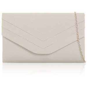 Picture of Xardi London Ivory Envelope Shaped Faux Suede Small Clutch Bag 