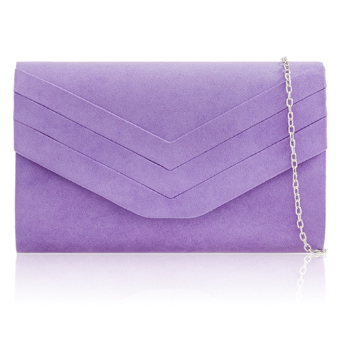 Picture of Xardi London Lilac Envelope Shaped Faux Suede Small Clutch Bag 