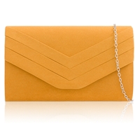 Picture of Xardi London Mustard Envelope Shaped Faux Suede Small Clutch Bag 
