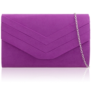 Picture of Xardi London Purple Envelope Shaped Faux Suede Small Clutch Bag 