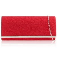 Picture of Xardi London Red Glitter Bar Clutch Bag