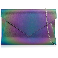 Picture of Xardi London Green/Multi Envelope Shimmer Rainbow Evening Bag