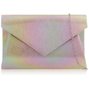 Picture of Xardi London Pink Envelope Shimmer Rainbow Evening Bag