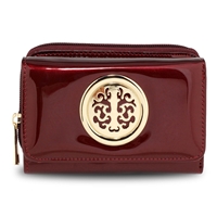 Picture of Xardi London Burgundy Small Patent Trifold Purse