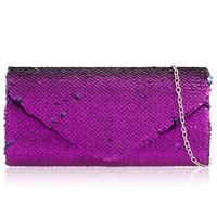 Picture of Xardi London Purple Mermaid Sequin Envelope Party Bag