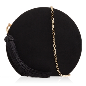 Picture of Xardi London Black Round Hard Faux Suede Clutch 