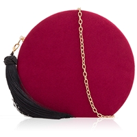 Picture of Xardi London Burgundy Round Hard Faux Suede Clutch 