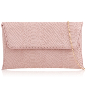 Picture of Xardi London Pink Croc Synthetic Leather Clutch Bag