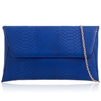 Picture of Xardi London Royal Blue Croc Synthetic Leather Clutch Bag