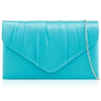 Picture of Xardi London Turquoise New Women Pleated Satin Envelope Clutch Bridal Party Prom Ladies Evening Bags UK
