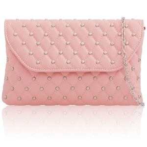 Picture of Xardi London Pink Quilted Studded Women Evening Bag