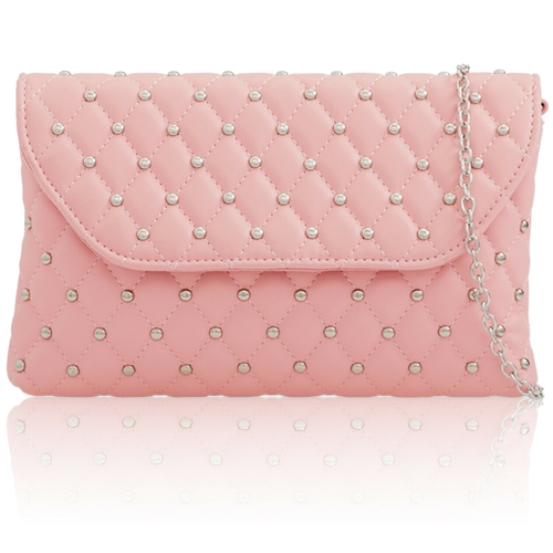 Picture of Xardi London Pink Quilted Studded Women Evening Bag