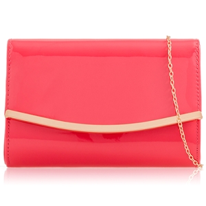 Picture of Xardi London Coral Metal Trim Patent Leather Clutch Bag