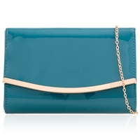 Picture of Xardi London Turquoise Metal Trim Patent Leather Clutch Bag