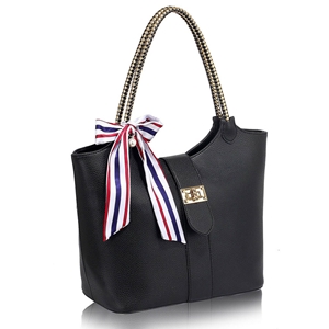 Picture of Xardi London Black Multi Charm Leather Satchel Handbag 