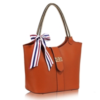Picture of Xardi London Brown Multi Charm Leather Satchel Handbag 
