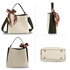 Picture of Xardi London Beige/Olive Multi Charm Leather Satchel Handbag 