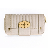 Picture of Xardi London Ivory Long Ladies Twist Lock Quilted Purse