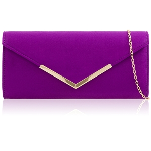 Picture of Xardi London Purple V-Shaped Faux Suede Leather Clutch