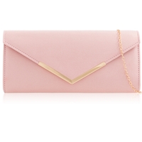 Picture of Xardi London Pink V-Shaped Faux Suede Leather Clutch