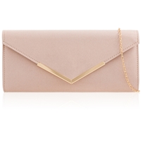 Picture of Xardi London Nude V-Shaped Faux Suede Leather Clutch