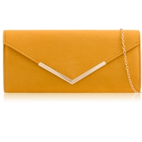 Picture of Xardi London Mustard V-Shaped Faux Suede Leather Clutch