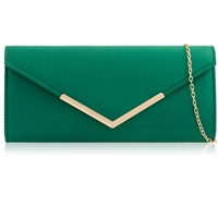 Picture of Xardi London Green V-Shaped Faux Suede Leather Clutch