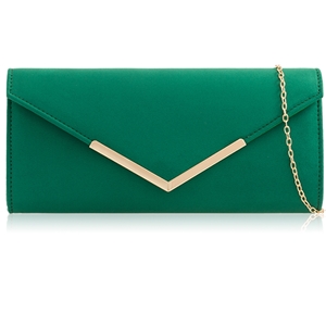 Picture of Xardi London Green V-Shaped Faux Suede Leather Clutch