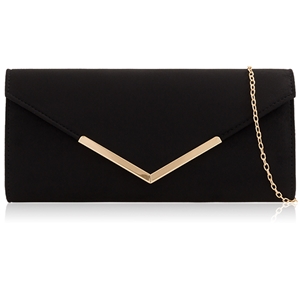 Picture of Xardi London Black V-Shaped Faux Suede Leather Clutch