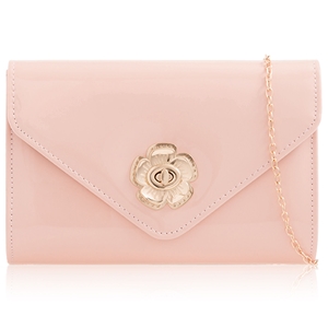 Picture of Xardi London Pink Twist Lock Patent Leather Envelope Clutch