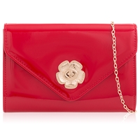 Picture of Xardi London Red Twist Lock Patent Leather Envelope Clutch
