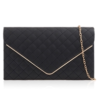 Picture of Xardi London Black Quilted Faux Leather Women Evening Bag
