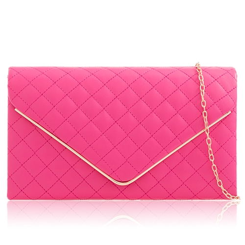 Picture of Xardi London Fuchsia Quilted Faux Leather Women Evening Bag