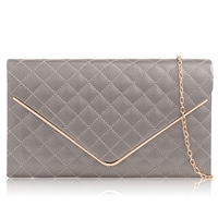 Picture of Xardi London Pewter Quilted Faux Leather Women Evening Bag