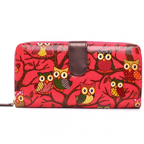 Picture of Xardi London Plum Owl Printed Oilcloth Women Wallets
