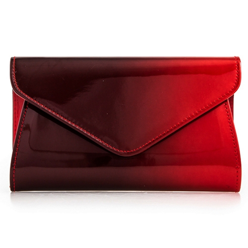 Picture of Xardi London Maroon/Red Patent Envelope Women Clutch Bag