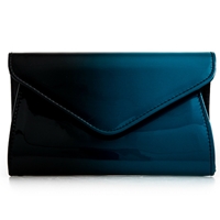 Picture of Xardi London Black/Teal Patent Envelope Women Clutch Bag